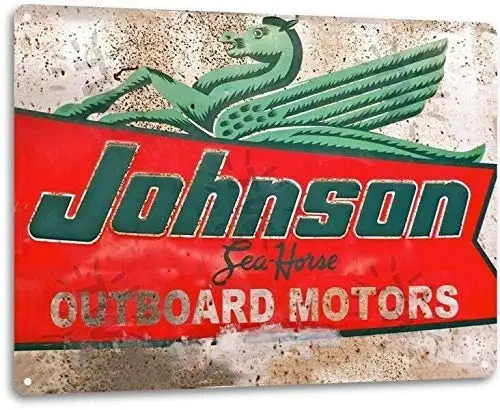 SRongmao Johnson Подвесной мотор Sea Horse Motors, логотип магазина Ретро-лодок, Декор стен, Металлическая Жестяная вывеска 8x12 дюймов