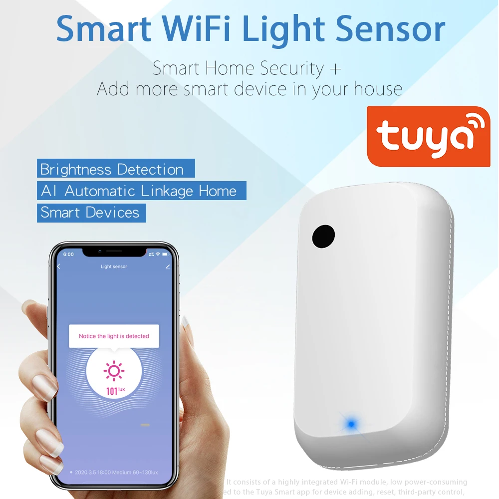 Датчик освещенности Tuya, детектор яркости, приложение Smart life, система безопасности умного дома, датчик освещенности, Беспроводной пульт дистанционного управления