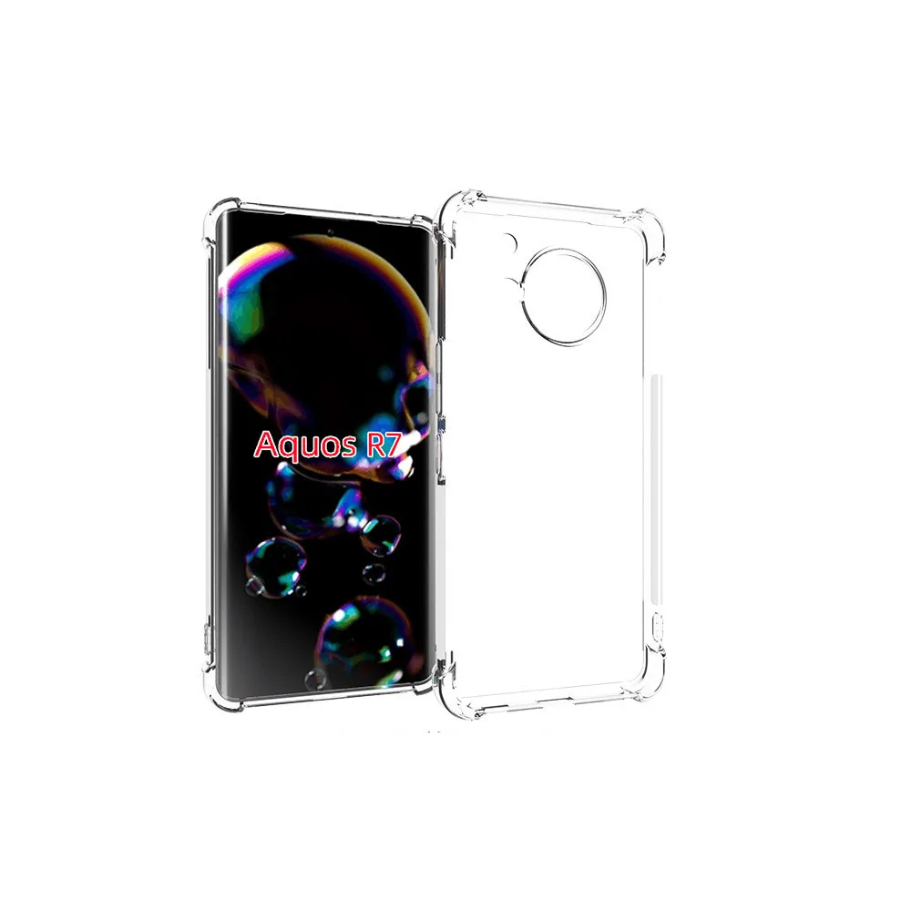 Для мобильного телефона Sharp Aquos R7 чехол прозрачный из ТПУ с четырьмя углами, защищающий от падения, силиконовый защитный чехол мягкий
