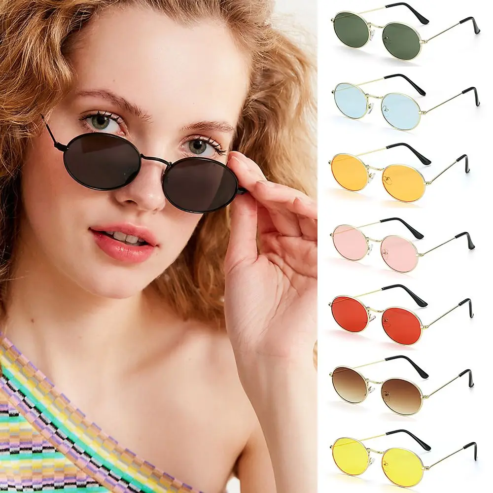 Модные Винтажные солнцезащитные очки UV400 в маленькой оправе в стиле Стимпанк, Овальные солнцезащитные очки, зеркальные очки с градиентом, Мужские оттенки