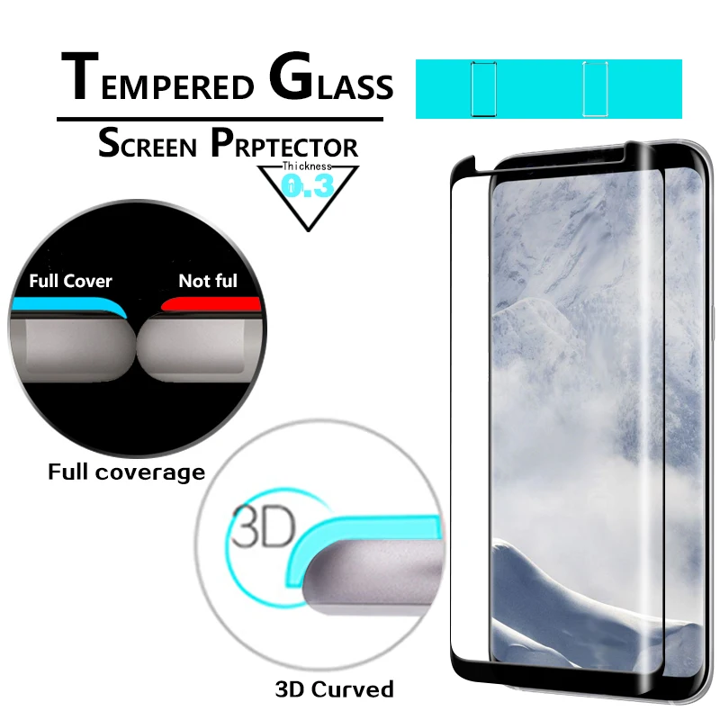 Полное покрытие 3D Изогнутой пленки из Закаленного Стекла Для Samsung Galaxy S8 plus SM-G955F Стеклянная пленка Защитная Пленка Для экрана С Чистящим Средством