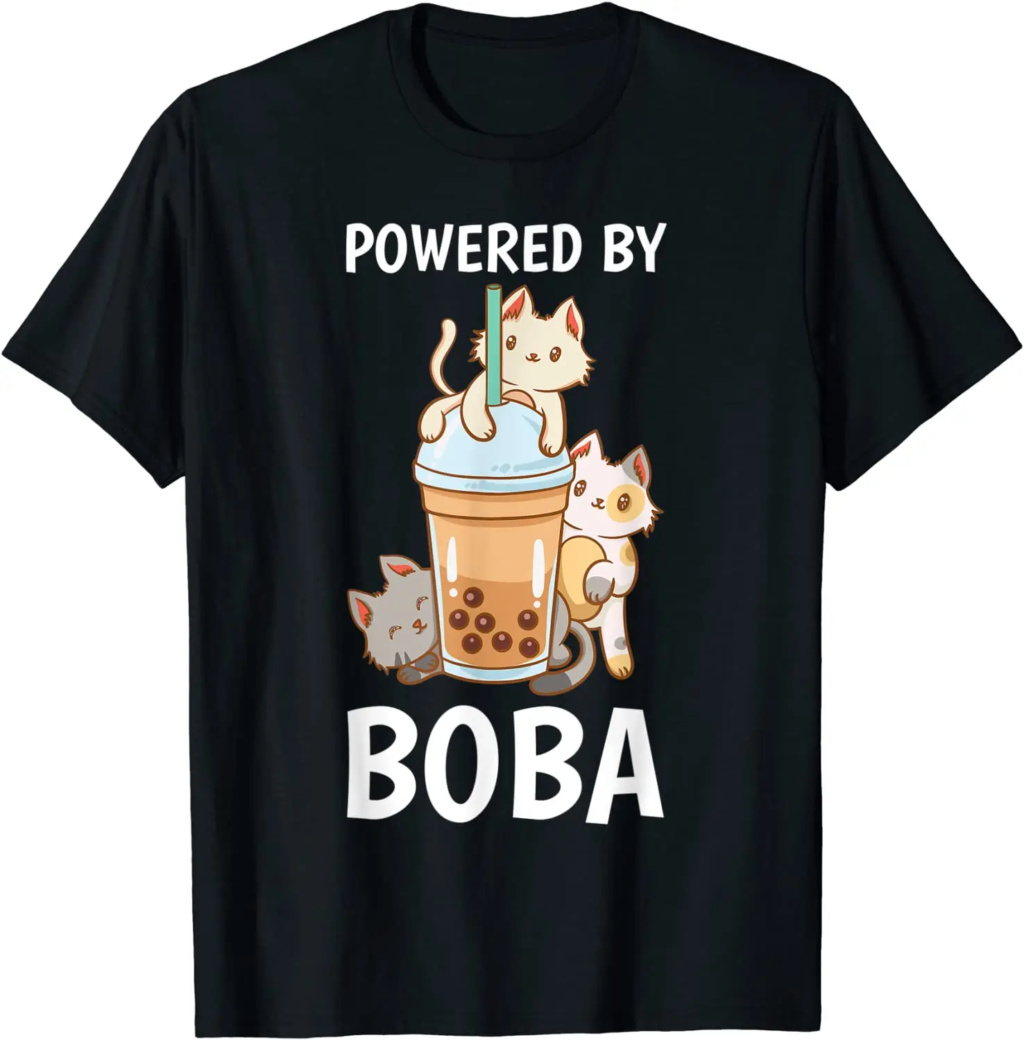 Работает от Boba Bubble, чай с молоком, тапиока, жемчуг, футболка для любителей кошек