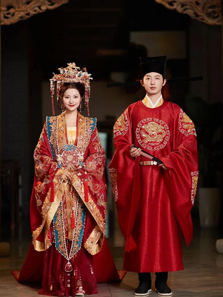 Свадебная одежда Yourqipao Song Hanfu 2023 Традиционное свадебное платье Сюхэ Древнекитайские свадебные платья Пара свадебных платьев