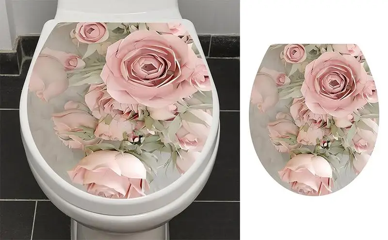 Цветочная наклейка на сиденье унитаза, наклейка на стену для унитаза в ванной, 3D Цветы, украшение крышки унитаза, наклейка для Для туалета, уборной